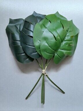 🌿 Set of 4 Artificial Monstera Leaves – Approx. 14 in / 32 cm Long 🌿